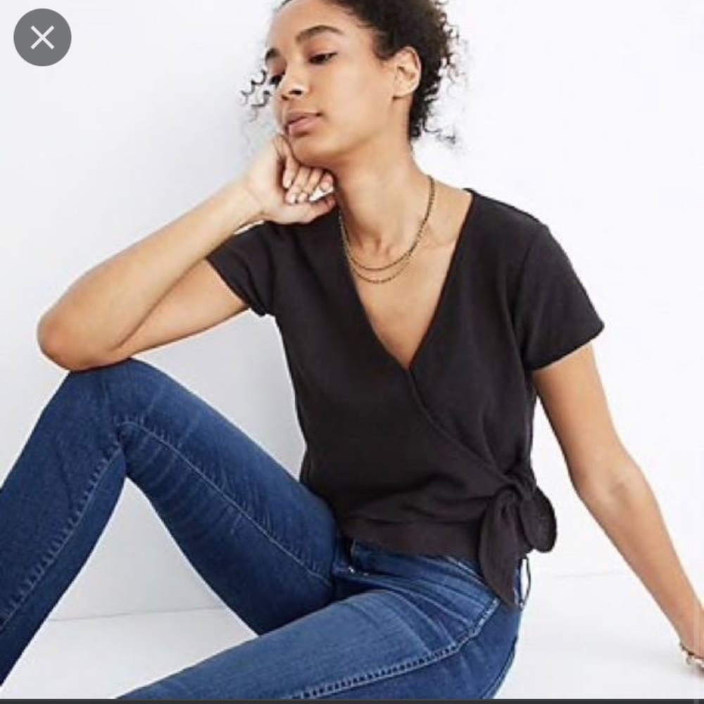 Madewell Wrap Front Short Sleeve Top - Picture 2 of 2